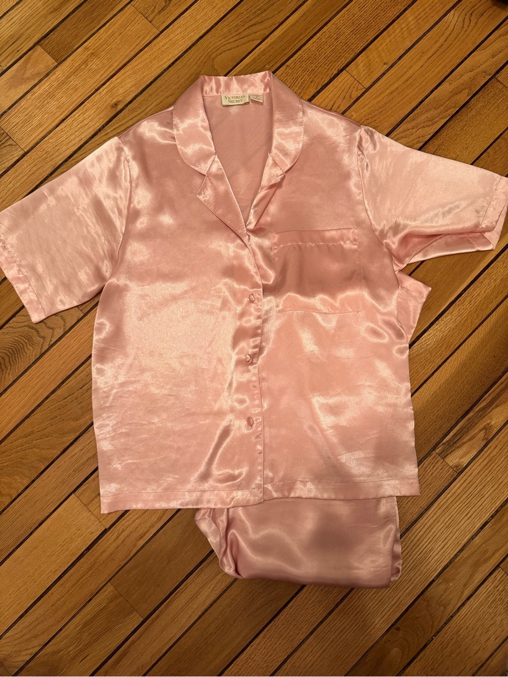Victoria's Secret Vintage “Gold Label” Pink Satin Pajama Set - Picture 3 of 10